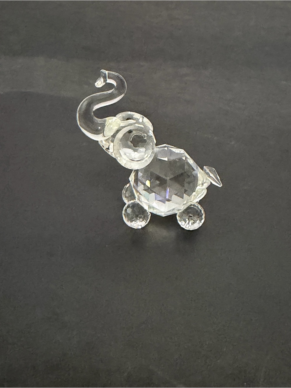 Miniature Baby Elephant Crystal Zoo Figurine Trunk Up Animal